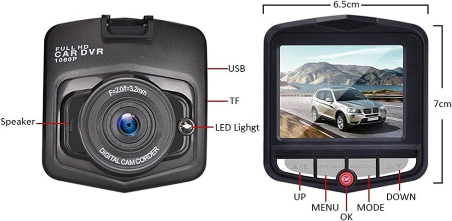 Видеорегистратор за автомобил Full HD 1080 + 32 GB Micro SD Card карта с памет 6.5 х 7 см 12/24V