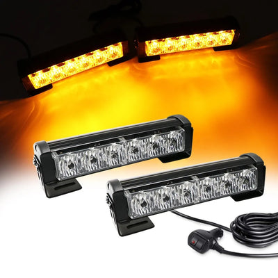 Комплект 2 Броя по 17 cm Сигнална Аварийна Блиц Маяк LED Лампа За Пътна Помощ Платформа 12V-24V 14 режима