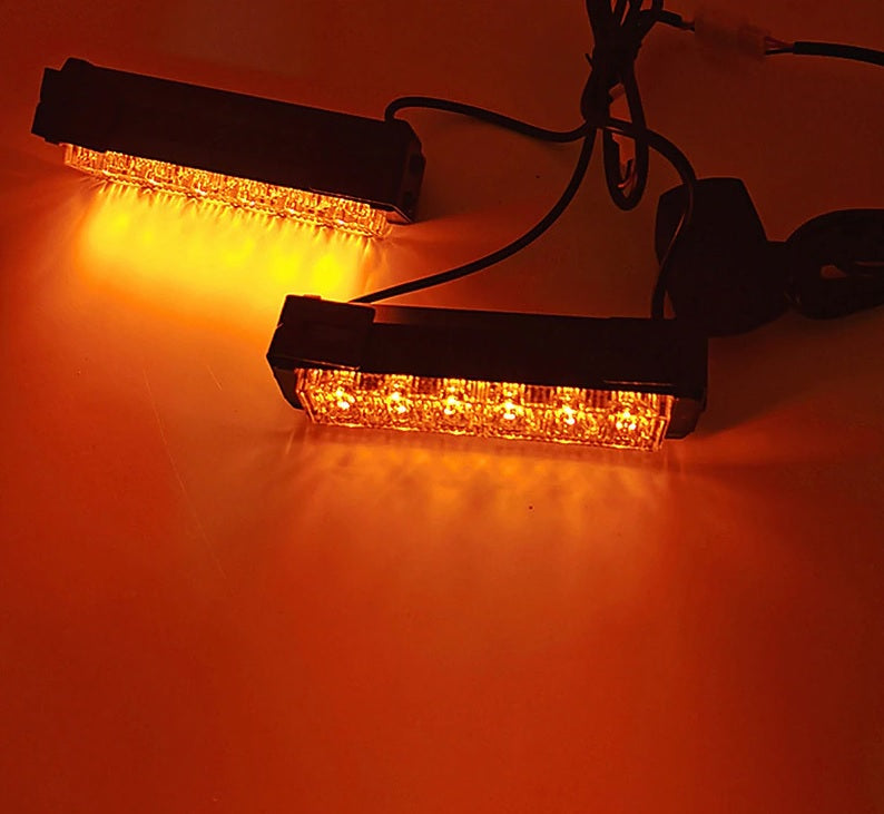 Комплект 2 Броя по 17 cm Сигнална Аварийна Блиц Маяк LED Лампа За Пътна Помощ Платформа 12V-24V 14 режима