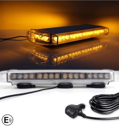 55см LED Аварийна Сигнална Лампа с Магнити, 10 Режима, E-Mark E9, 12V / 24V, Оранжева Светлина, За Пътна Помощ, Репатрак, Платформа, Снегорин, Багер, Бус и Ван