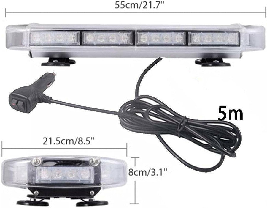 55см LED Аварийна Сигнална Лампа с Магнити, 10 Режима, E-Mark E9, 12V / 24V, Оранжева Светлина, За Пътна Помощ, Репатрак, Платформа, Снегорин, Багер, Бус и Ван