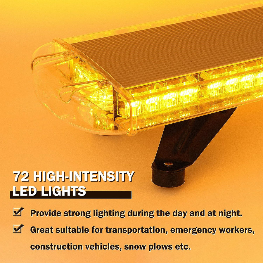 96.5см LED Сигнална лампа 72W, E-Mark E9, 15 Режима, 12V / 24V - Аварийна Лампа, Маяк за Пътна Помощ, Репатрак, Платформа, Снегорин и Багер