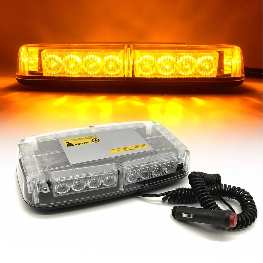 LED Аварийна Сигнална Лампа Буркан с Магнит, 24W, 15 Режима, 12V / 24V, Жълта Светлина, За Пътна Помощ, Платформа, Снегорин, Камион и Специализирана Техника
