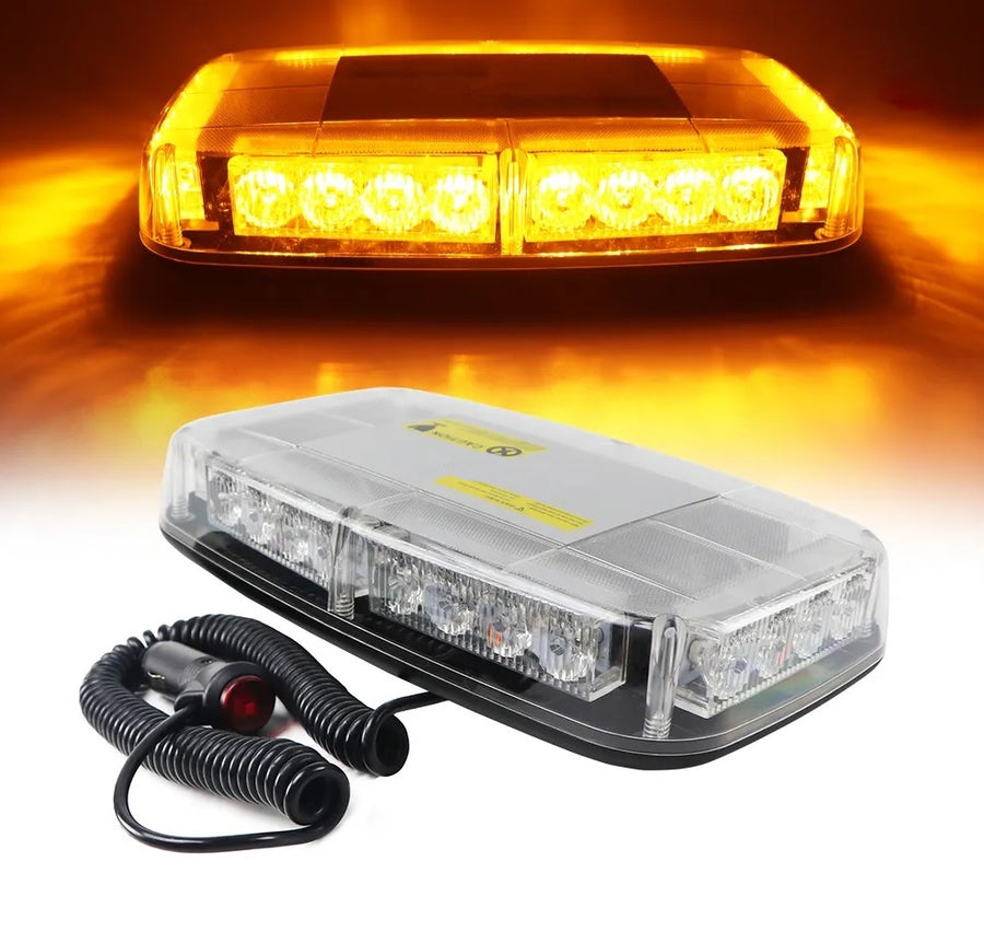 LED Аварийна Сигнална Лампа Буркан с Магнит, 24W, 15 Режима, 12V / 24V, Жълта Светлина, За Пътна Помощ, Платформа, Снегорин, Камион и Специализирана Техника