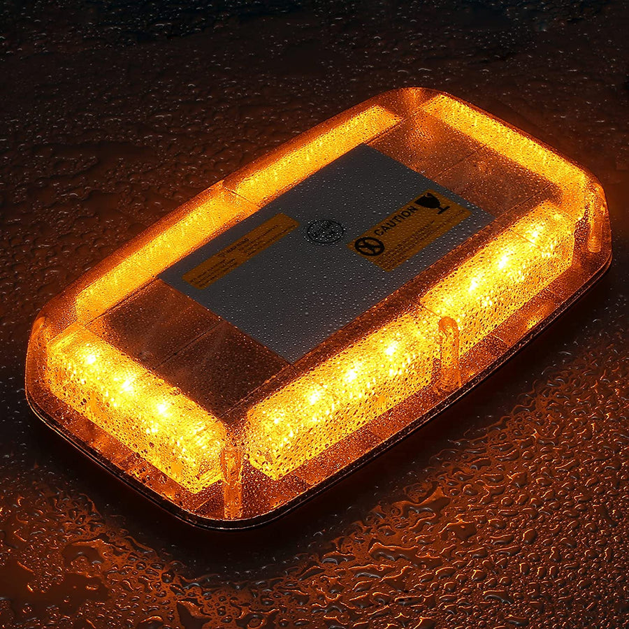 LED Аварийна Сигнална Лампа Буркан с Магнит, 24W, 15 Режима, 12V / 24V, Жълта Светлина, За Пътна Помощ, Платформа, Снегорин, Камион и Специализирана Техника