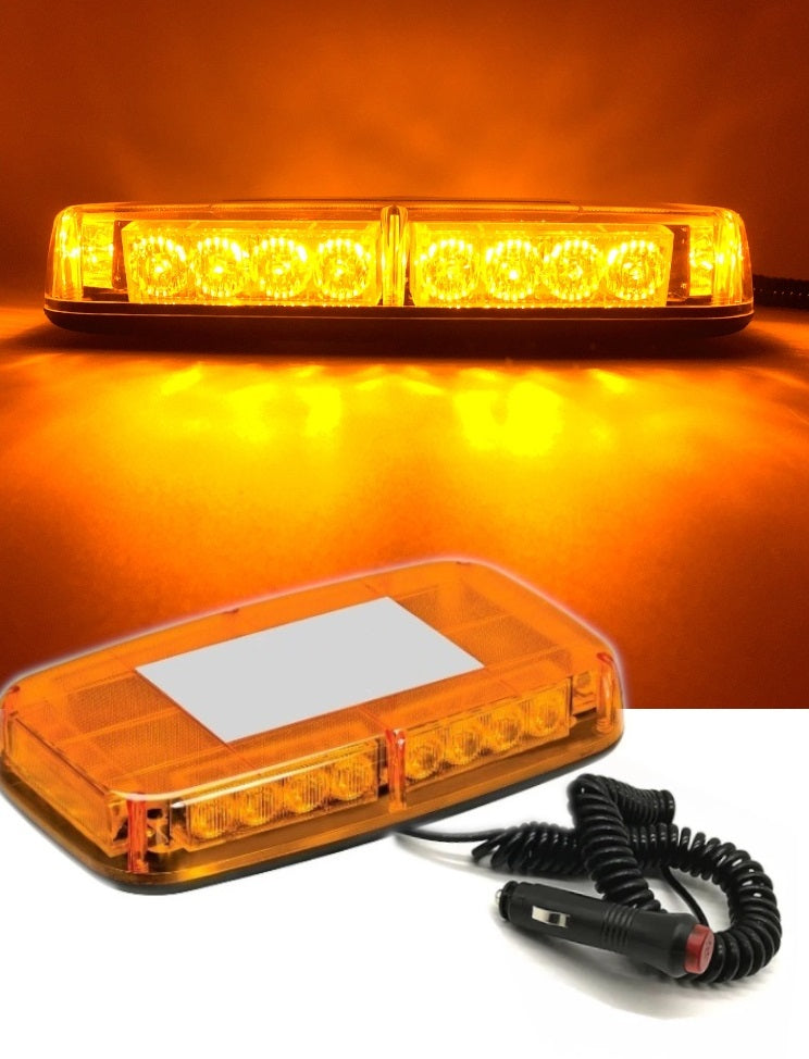 12V 24V LED Диодна Аварийна Сигнална Лампа Буркан с Магнит 15 режима Оранжево Стъкло За Пътна Помощ Платформа Снегорин и др.