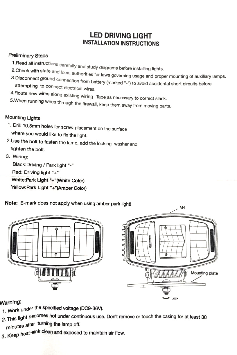 Универсален мощен LED ЛЕД 100W фар халоген лампа 12V - 24V с DRL/parking светлина бяло-жълто за АТВ джип камион трактор