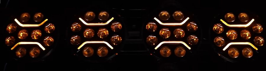 LED + DRL Диоден Халоген Фар Бял Оранжев Габарит Ø 230 мм 12V 24V за джип камион трактор багер земеделски машини и др.
