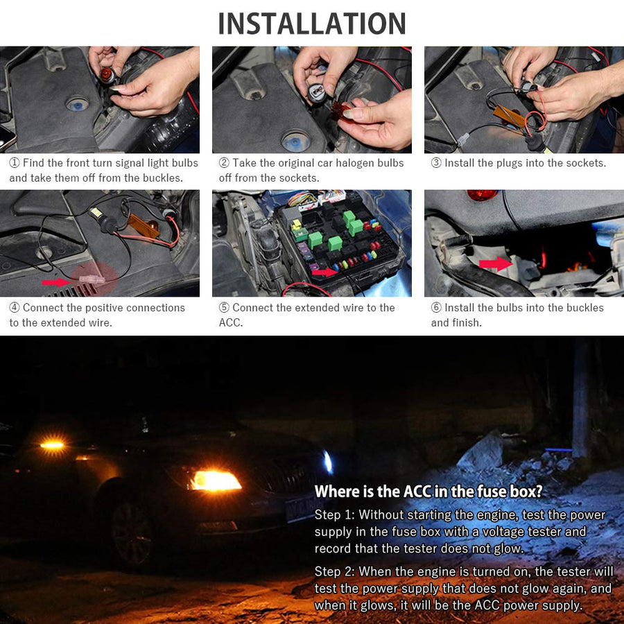 Комплект от 2броя LED диодни DRL дневни светлини с вграден мигач 12V 8W S25/1156/BA15S/P21W Can Bus без Грешки