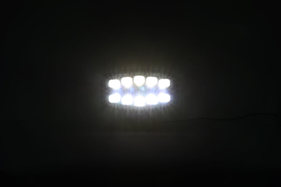 Качествен LED ЛЕД 55W диоден фар халоген лампа 12V - 24V с DRL светлина бяло-жълто за АТВ джип камион трактор