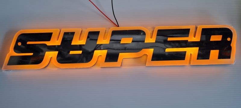 Светодиоден LED Надпис табела SUPER 24V оранжева светлина 40 x 7cm