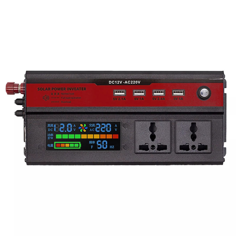 Инвертор преобразувател 12V към 220V с цифров дисплей, пикова мощност 5000W / реална 1200W