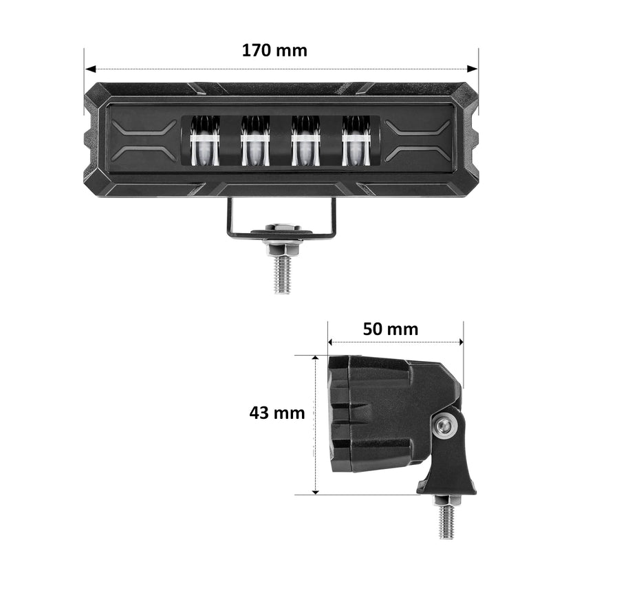 17cm 7Д Диоден Прожектор Led Bar Лед Бар Халоген Бяла Светлина + Габарит бяло - жълто 12V - 24V За АТВ SUF Джип 4х Offroad Камион