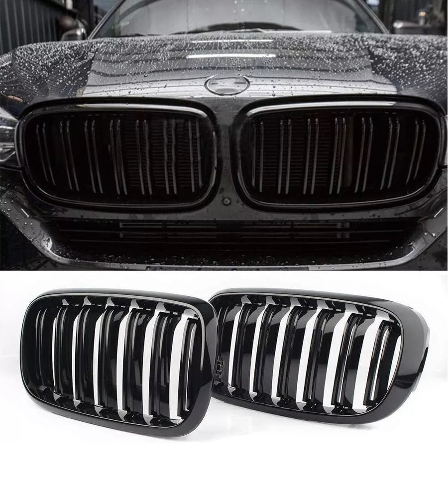 Двойни Бъбреци Решетки За BMW X5 X6 F15 F85 F16 F86 2014+ Черен Гланц Лак
