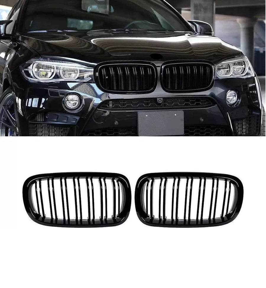 Двойни Бъбреци Решетки За BMW X5 X6 F15 F85 F16 F86 2014+ Черен Гланц Лак