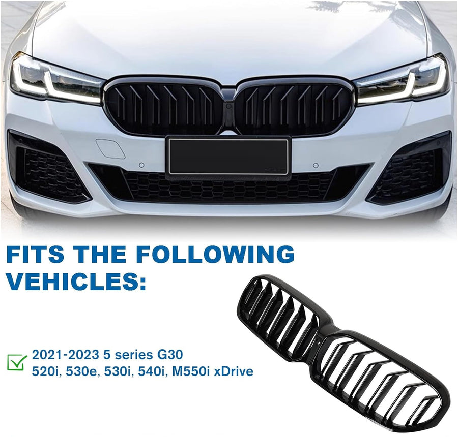 Двойни Бъбреци Решетки За BMW 5 SERIES G30 G31 LCI БМВ 5-та Серия Facelift BMW G30 G31 G38 2020г.-2023г. Черен Гланц Лак