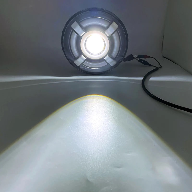 Универсален 7 инча 18см ЛЕД LED фар лампа халоген 12V-24V къси/дълги с DRL дневни светлини мигач бяло-жълто 4800lm за АТВ джип мотоциклет камион трактор и др.