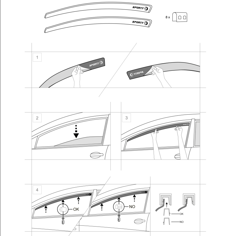 Комплект от 2бр. предни ветробрани SPORTY за Dacia DUSTER 2010+ SANDERO 5 врати 2007-2012г.