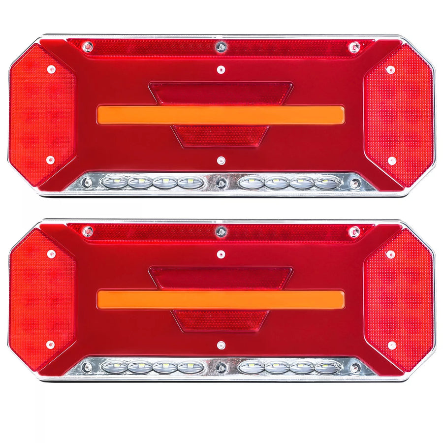 Комплект Диодни Лед LED Стопове 5 функции с Динамичен Бягащ Мигач 12 - 24V 346mm x 130mm