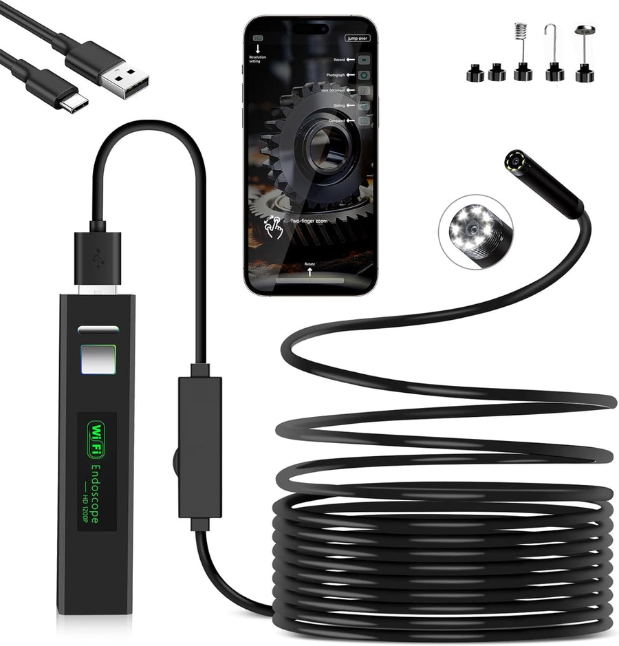HD WIFI Безжичен ендоскоп камера за телефон съвместим с iOS и Android 720p 5м кабел