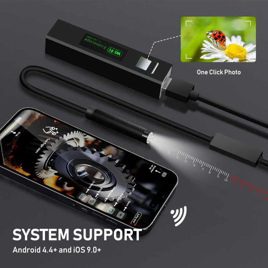 HD WIFI Безжичен ендоскоп камера за телефон съвместим с iOS и Android 720p 5м кабел