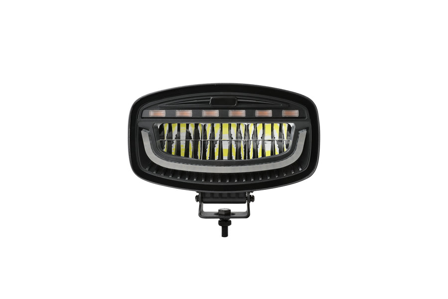 Универсален LED диоден халоген с DRL дневни светлини бяло/жълто и аварийна сигнална блиц оранжева светлина 12-24V 3500 лумена