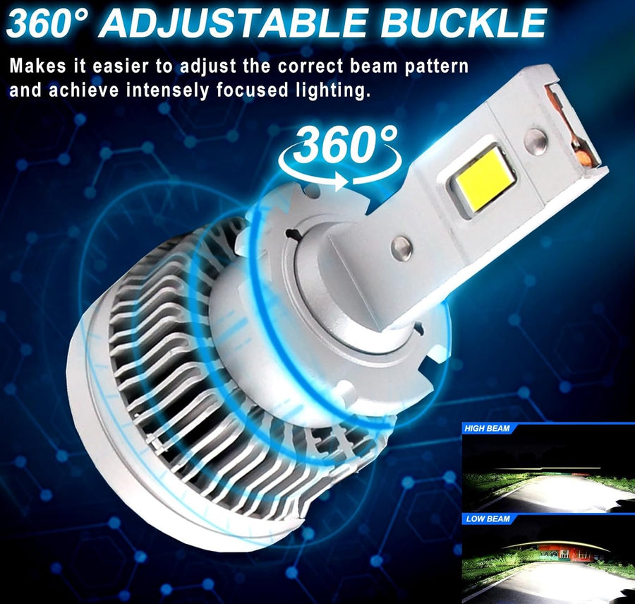 Комплект от 2 броя LED диодни крушки D2S за xenon 12-24V 50000lm Canbus без грешки 6000K