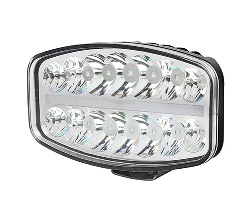 80W LED Лед Фар Халоген с DRL дневни светлини габарит бяло - оранжево неон ефект 24,5см x 13,9см, 4100lm, 12V - 24V, E-Mark Подходящ За DAF MAN Scania Volvo и др.