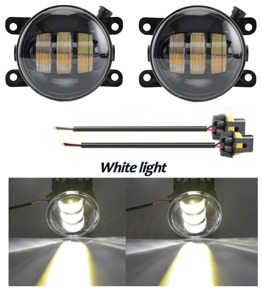 Комплект 2 броя LED фарове за мъгла, халогени за Dacia, Renault, Ford, Citroen, Suzuki, бяла светлина, Ø91 мм, 12V, алуминиев корпус, H8/H11 букса