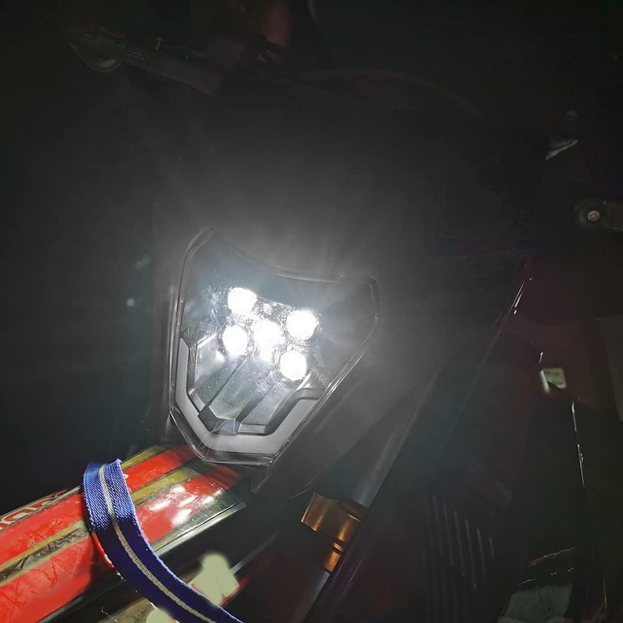Маска с LED Фар за мотор, мотоциклет Черна с къси и дълги светлини - Универсален модел за ENDURO / Trail / Streetfighter