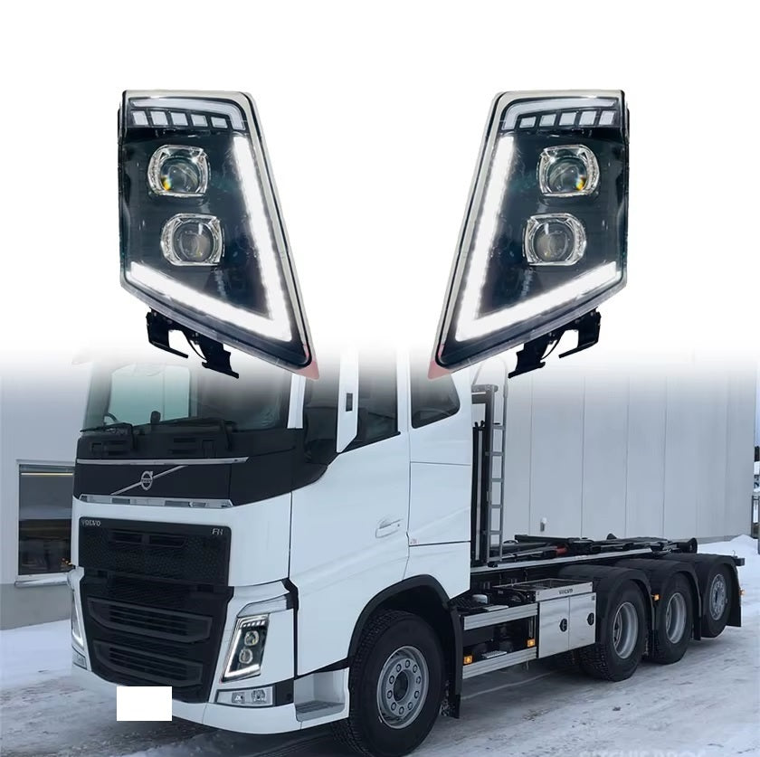 Комплект LED Фарове с DRL дневна светлина къси-дълги, мигач за камион Volvo FH13 FH16 FM460 FH500 - 24V