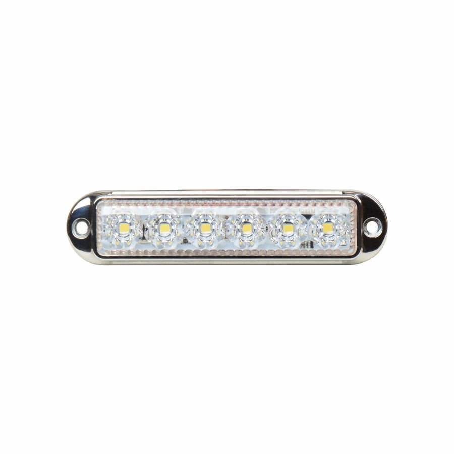 LED Габарит Маркер, 6 диода, хромирана рамка, Бял - 12V-24V
