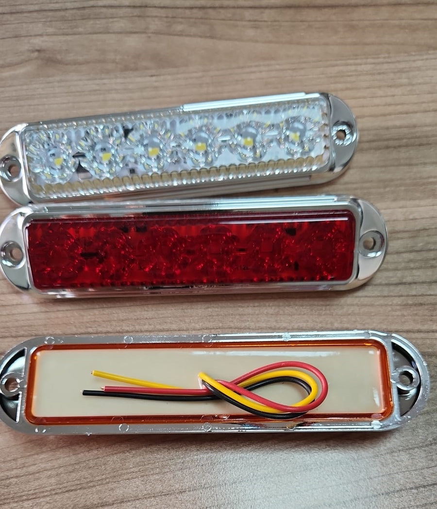 LED Габарит Маркер, 6 диода, хромирана рамка, Бял - 12V-24V