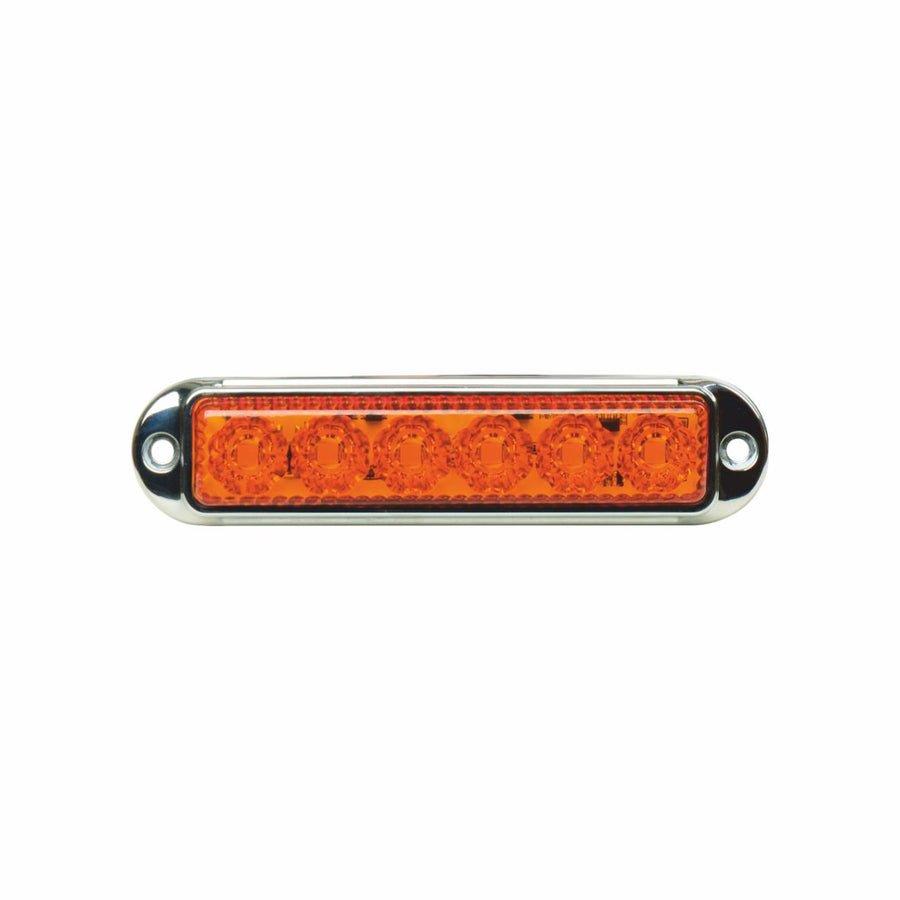 LED Габарит Маркер, 6 диода, хромирана рамка, Оранжев - 12V-24V