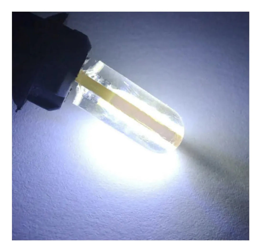 Комплект от 2 броя LED Лед Диодни Крушки за Габарит T10 W5W – COB LED, студено бяла светлина 6000K, 12V, CANBUS без грешки със силиконово покритие