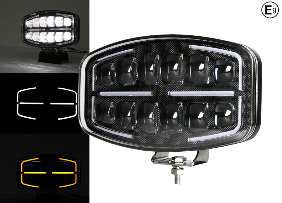 LED Халоген Фар DRL бяла/жълта светлина - 12-24V за джип, камион, агротехника и др.