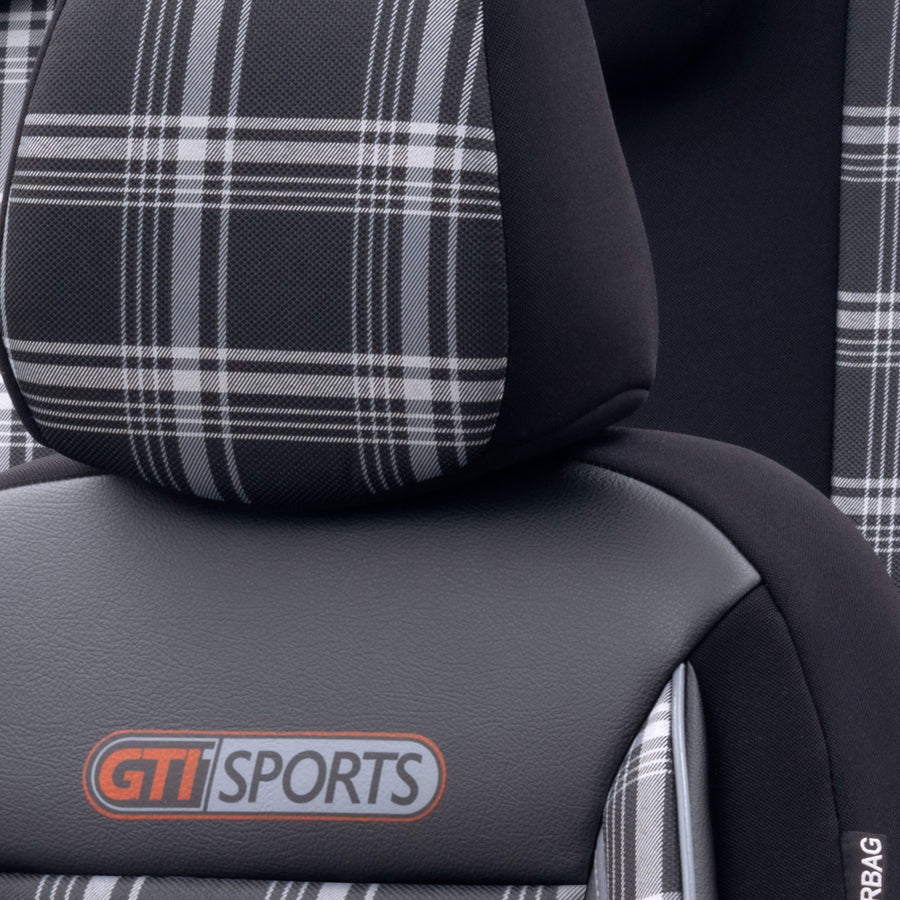 Комплект Луксозна Тапицерия OTOM текстил с еко кожа GTI SPORTS Design – Черна със сив шев, за Предни и Задни Седалки