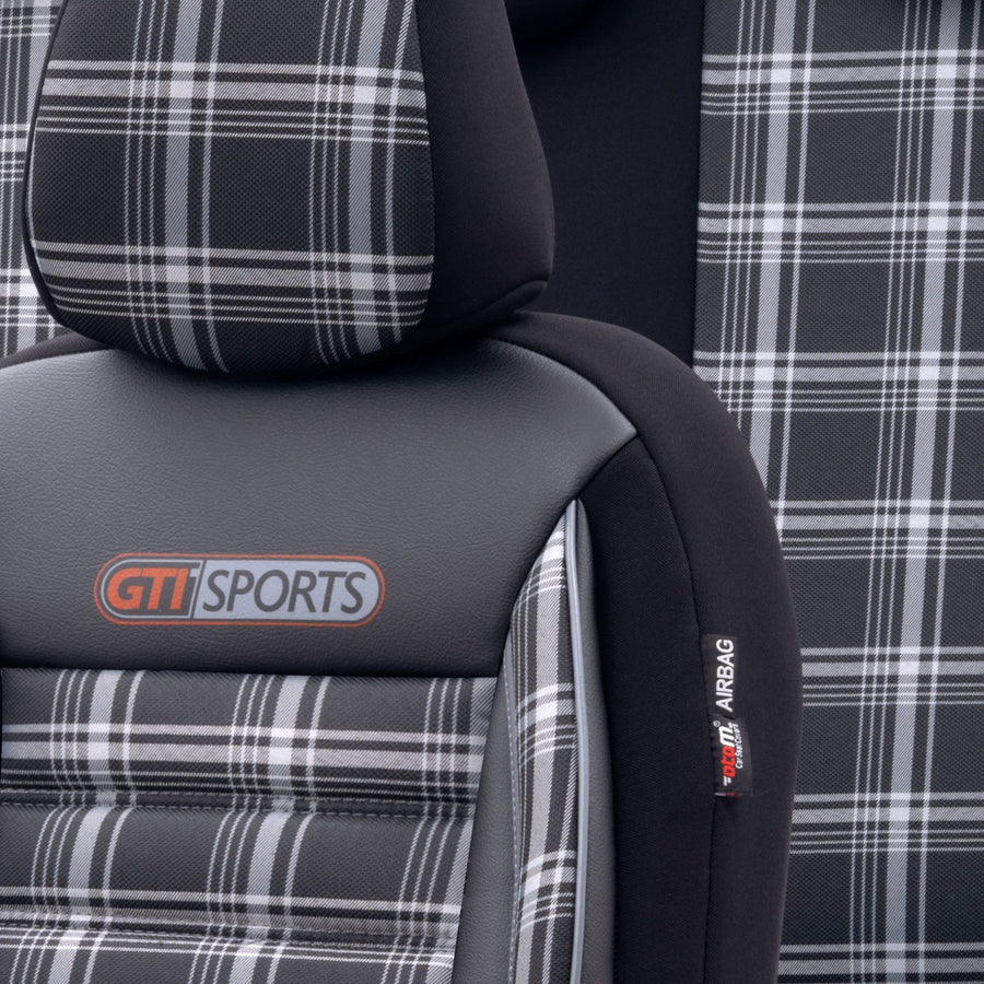Комплект Луксозна Тапицерия OTOM текстил с еко кожа GTI SPORTS Design – Черна със сив шев, за Предни и Задни Седалки