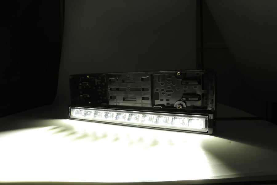 Рамка за Номер с Вграден LED Бар 20 51cm 12v 24v Бяла и Оранжева Дневна DRL Габаритна Светлина