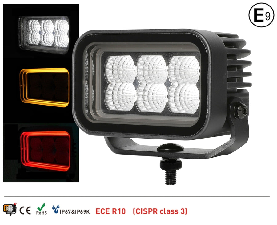 42W LED Халоген Бял, Разпръсната светлина с жълта и червена DRL светлина 12V-24V