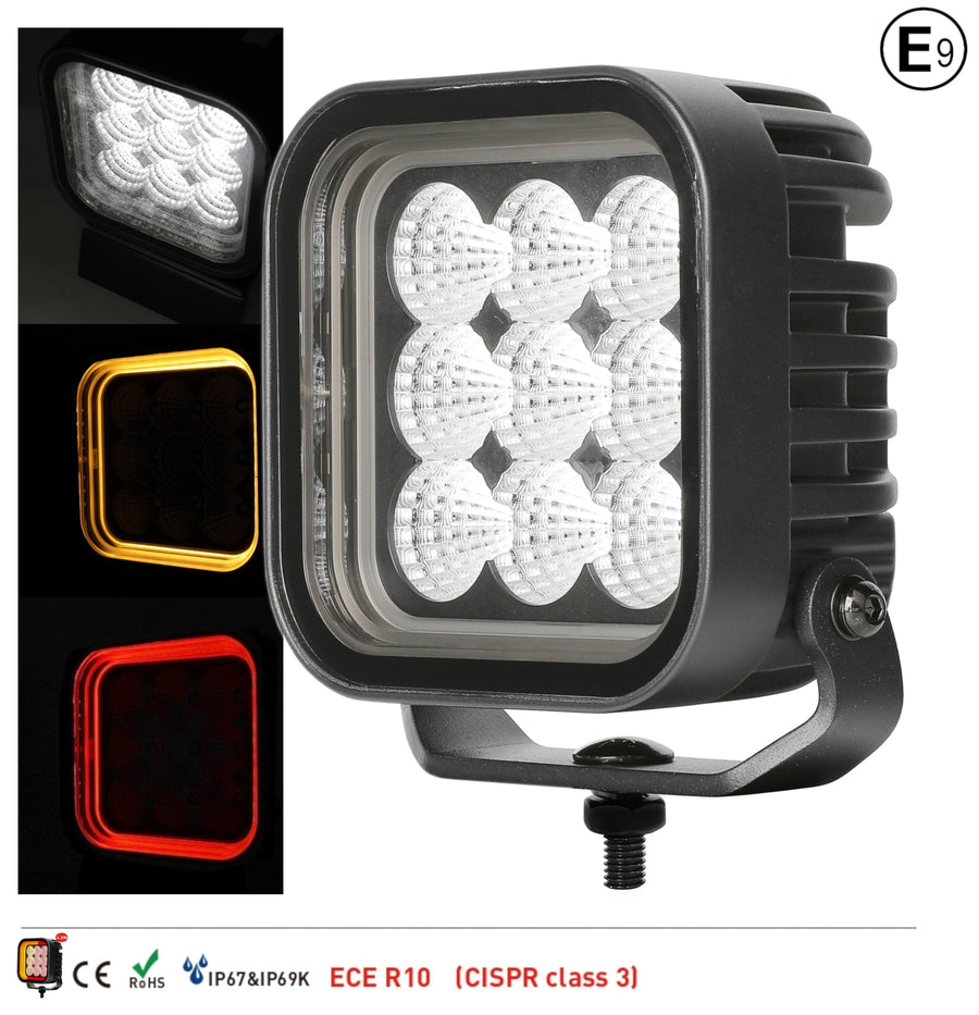64W LED Халоген Бял, Разпръсната светлина с жълта и червена DRL светлина 12V-24V