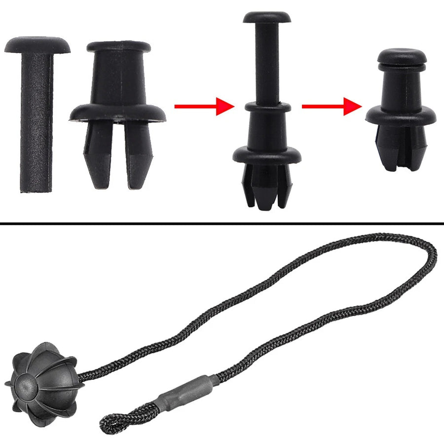 Комплект 2 бр. OEM Щипки / Пинове с Въже за кора на багажник - AUDI, SEAT, SKODA, VW