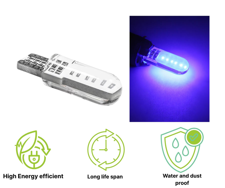 Комплект 2 бр. LED крушки T10 W5W, синя светлина, CANBUS, Silica LED, 12V - блистер