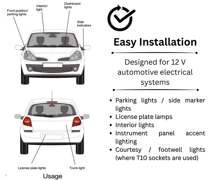 Комплект 2 бр. LED крушки T10 W5W, синя светлина, CANBUS, Silica LED, 12V - блистер