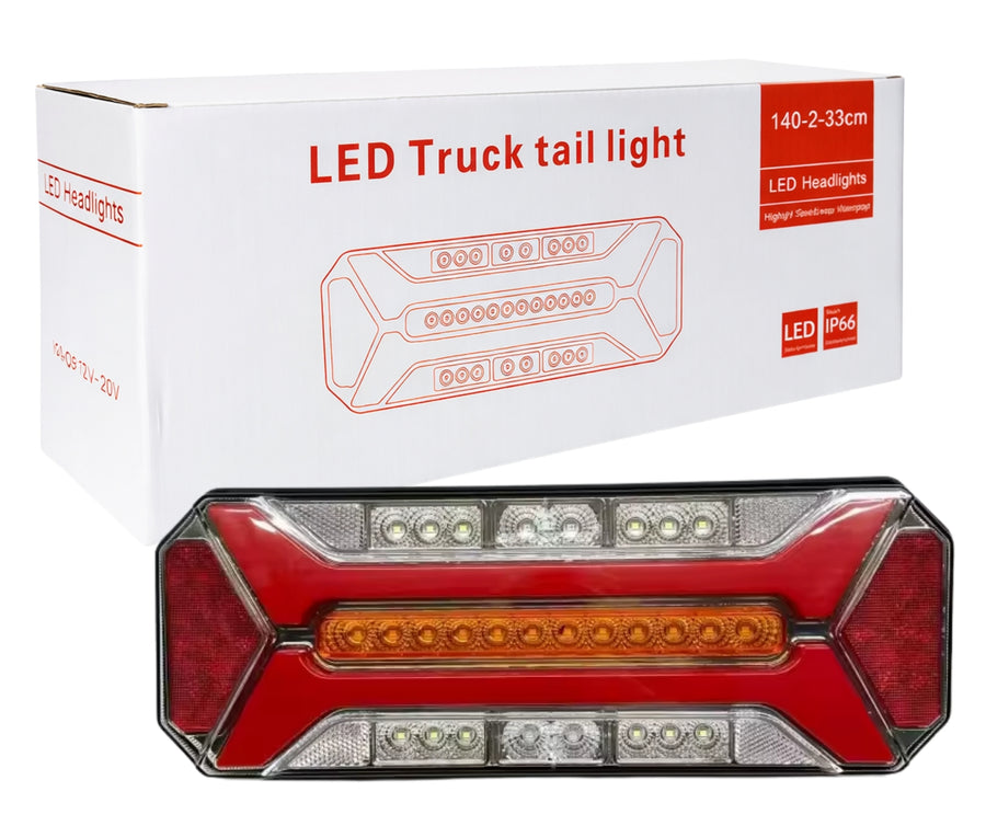 LED стоп с 5 функции за камион и ремарке, динамичен мигач, стоп светлина, заден ход, мъгла, IP66, 12–24V