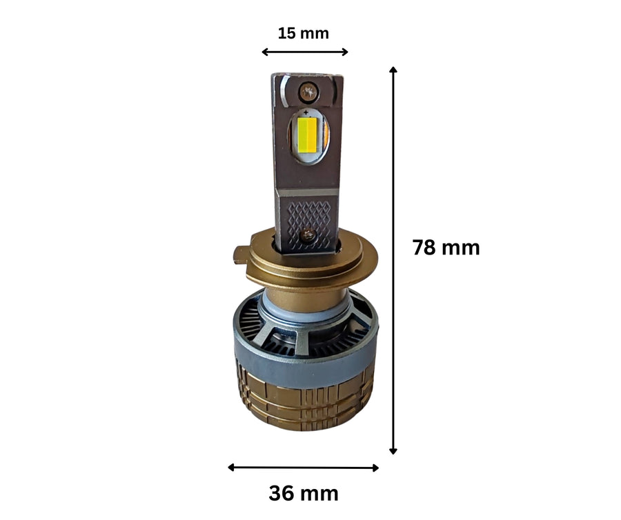 Комплект Smart LED крушки H7 – Два цвята, CSP Dual Color 3500K – 6500K, Bluetooth приложение, CANBUS, 70W, 12–24V