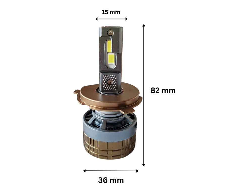 Комплект Smart LED крушки H4 – къси / дълги светлини, Два цвята, CSP Dual Color 3500K – 6500K, Bluetooth приложение, CANBUS, 70W, 12–24V