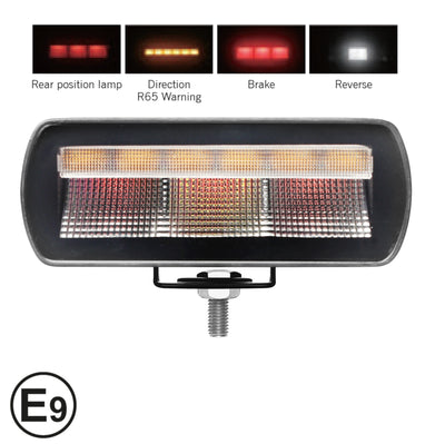 Мултифункционален LED стоп Flexzon – габарит / мигач / заден ход / аварийна блиц светлина с 4 функции, IP67/69K, 12–24V