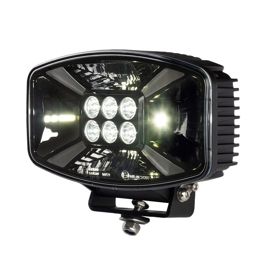 Универсален LED ЛЕД 140W диоден фар халоген лампа 12V - 24V с DRL/parking светлина бяло-жълто за АТВ джип камион трактор земеделски и селскостопански машини 247 x 141 x 83 mm