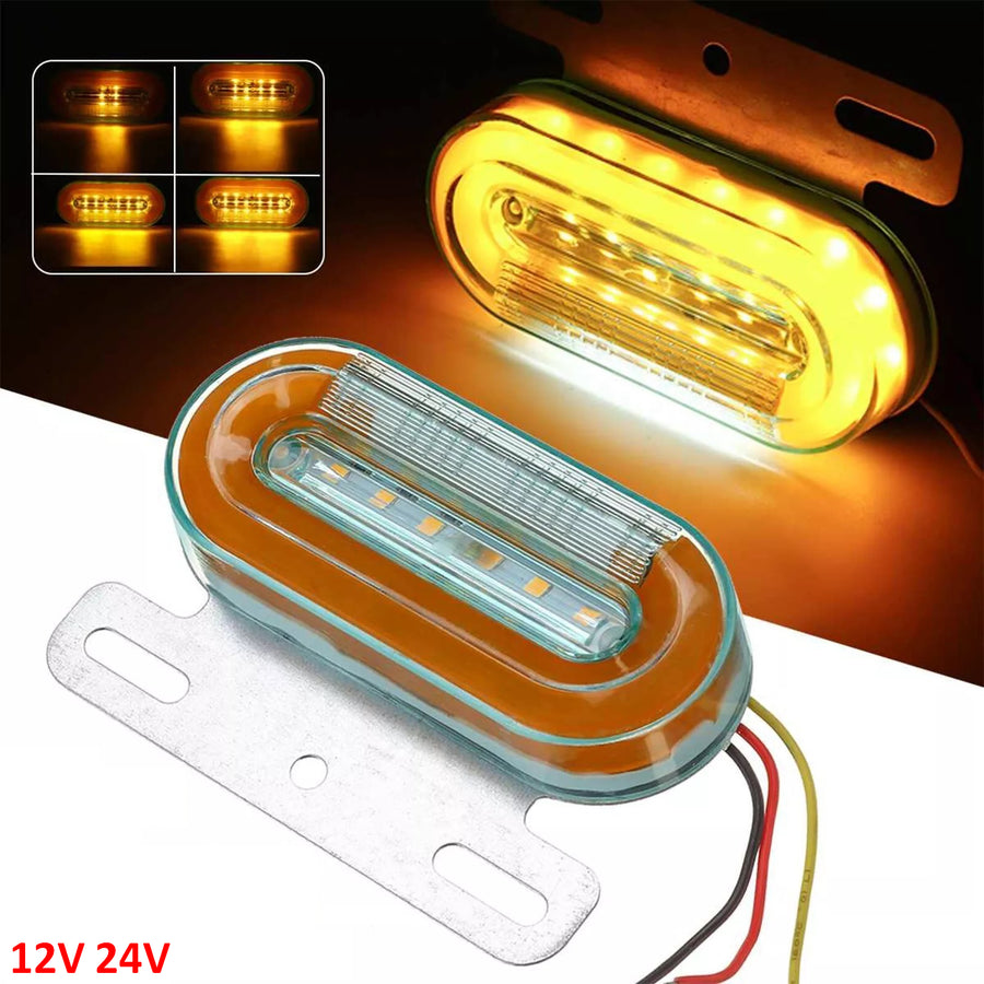 Лед LED Диоден Маркер Габарит Индикатор 12V 24V Бягаща Оранжева светлина - Бял За Камион Бус Ван Ремарке Каравана Платформа
